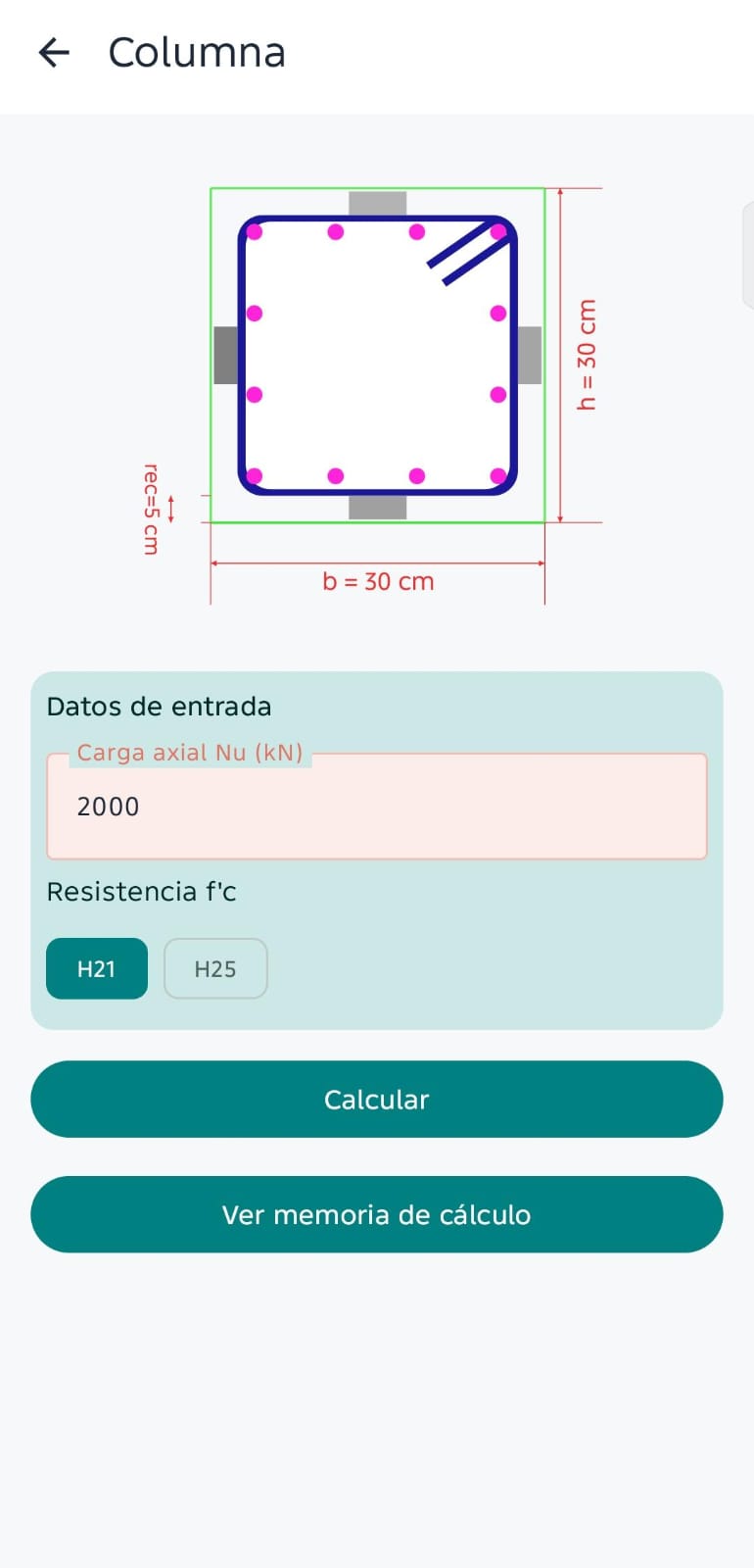 Cálculo de columna