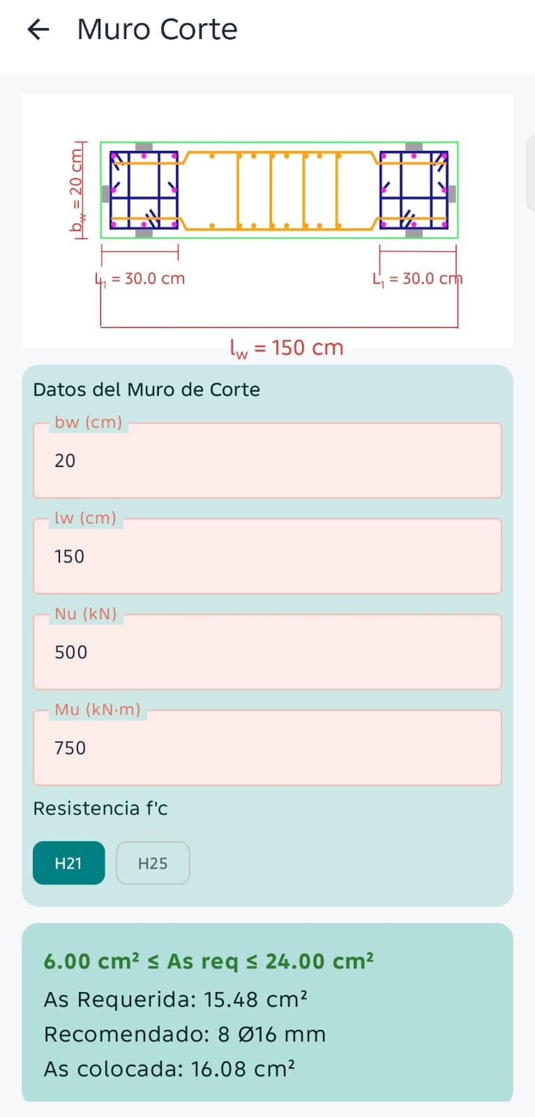 Cálculo de muro de corte