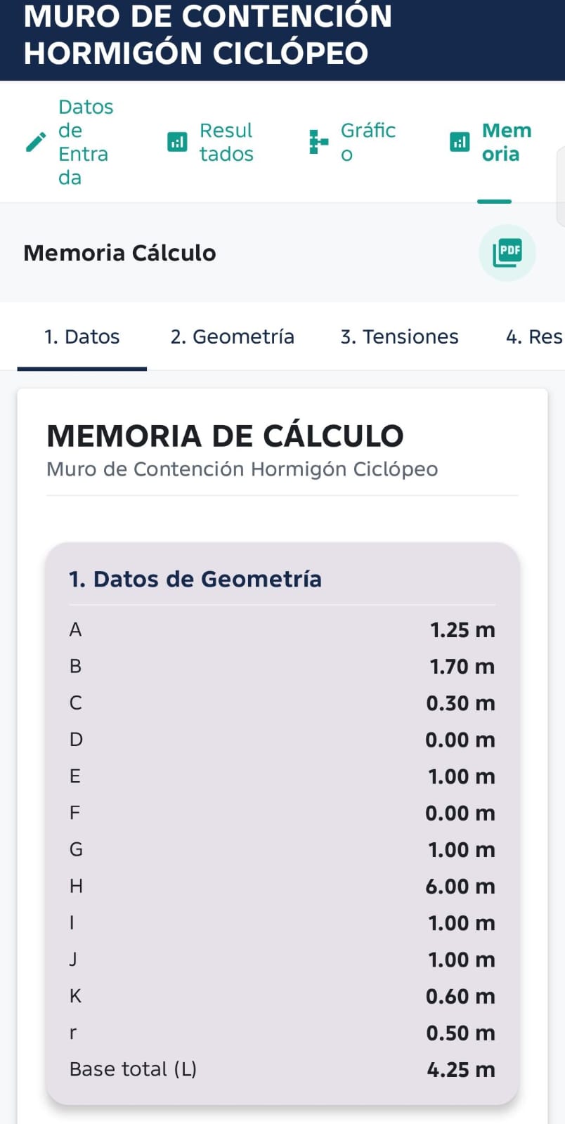 Memoria de cálculo del muro