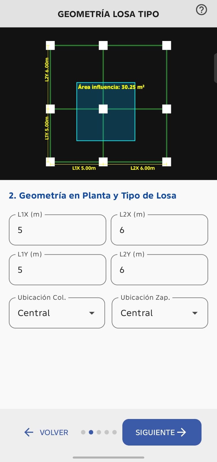 Geometría de losa tipo